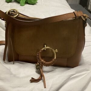 See By Chloe’ Brown Suede/Leather Removable/Adj  Shoulder Bag/1 Handle Attached